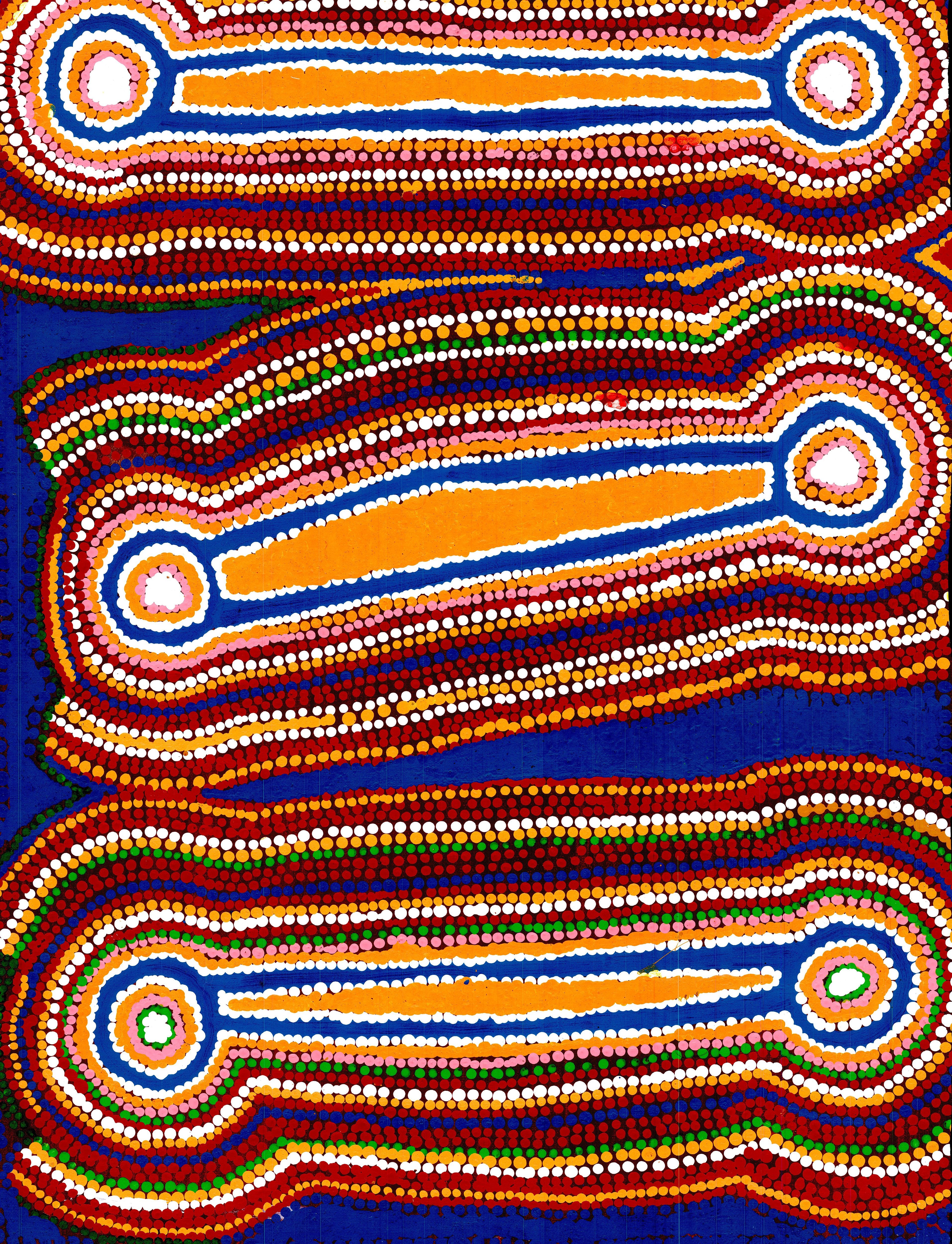 Dinny Nolan Tjampitjinpa | 'Water Dreaming, Unknown' | 55x77cm