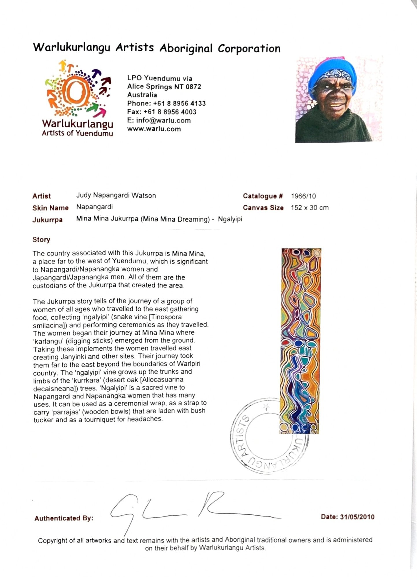 Additional view of Mina Mina Jukurrpa by judy napangardi watson