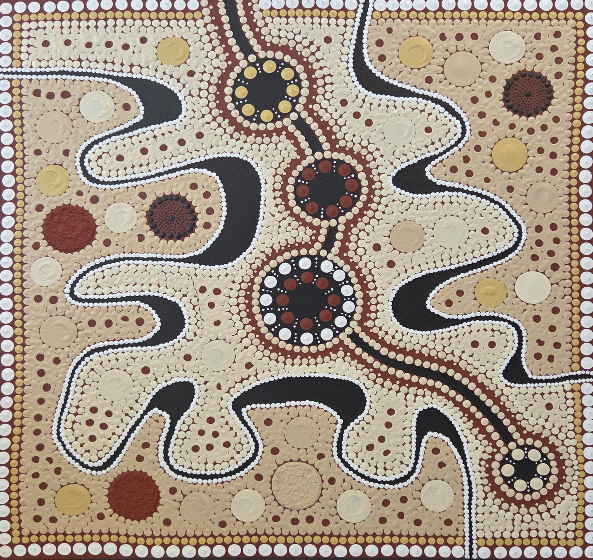 Tony Sorby | 'Journey Tracks to Sacred Water Sites, 2024' | 60x59cm