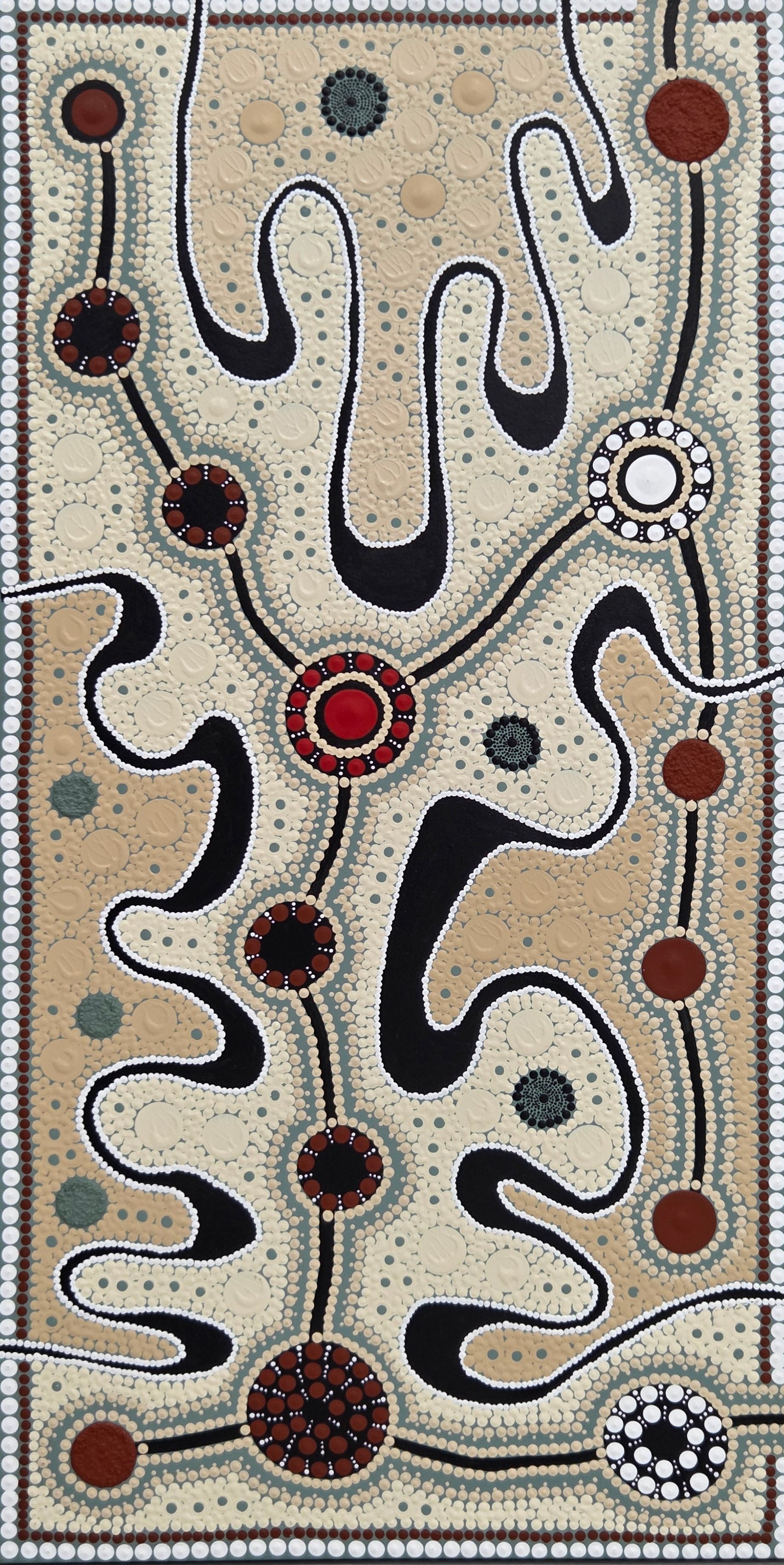 Tony Sorby | 'Journey Tracks to Sacred Water Sites, 2024' | 59x120cm