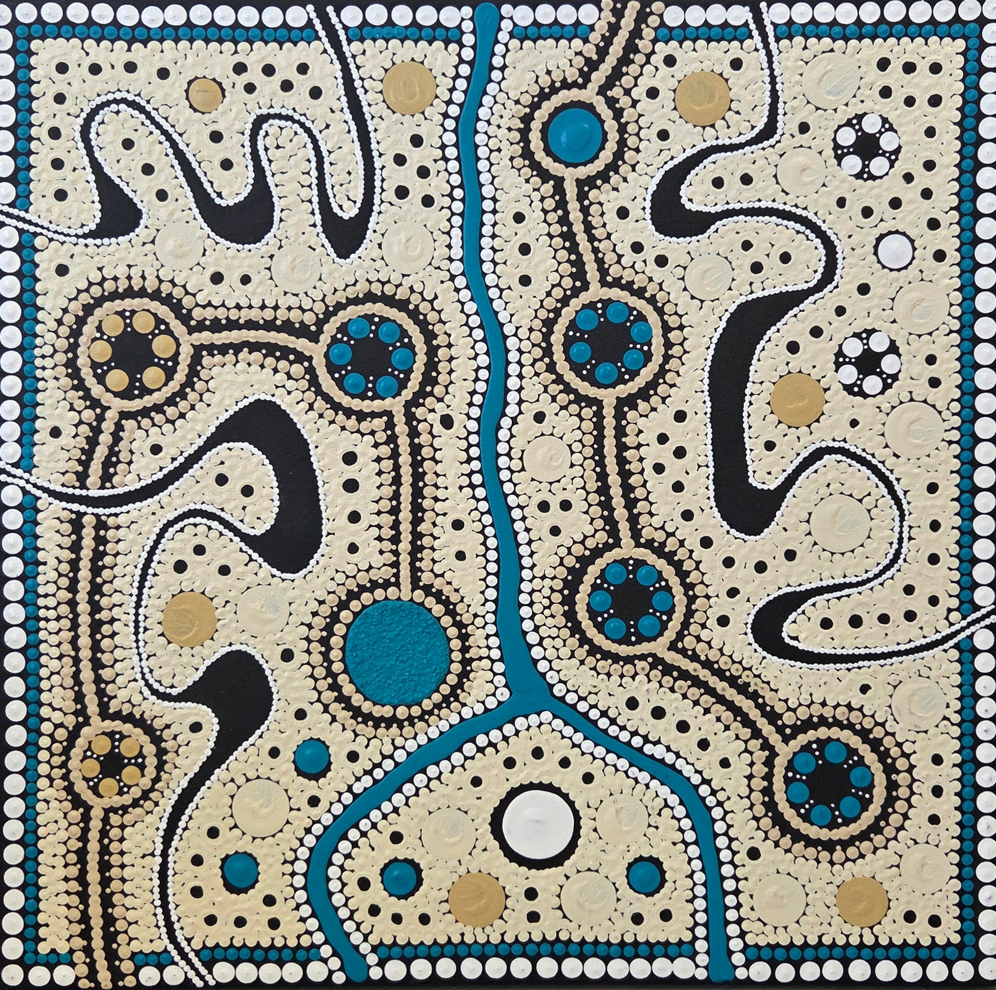 Tony Sorby | 'Journey Tracks to Sacred Water Sites, 2023' | 60x60cm